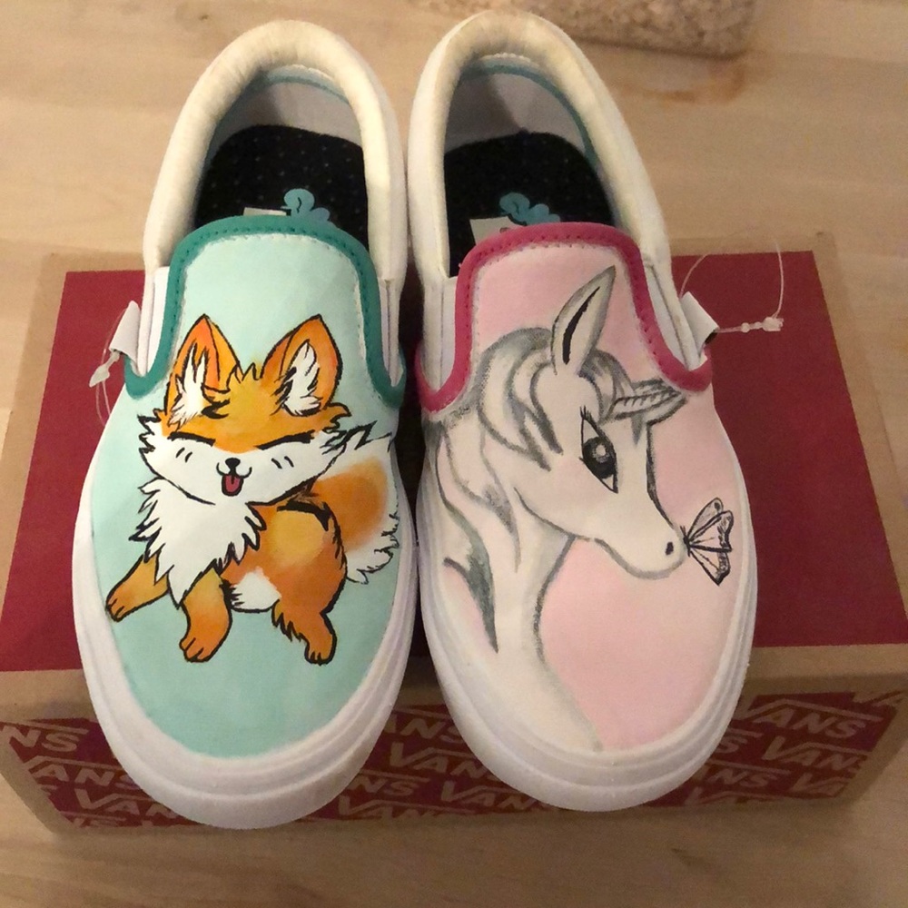 Hand painted vans. Size 3.5